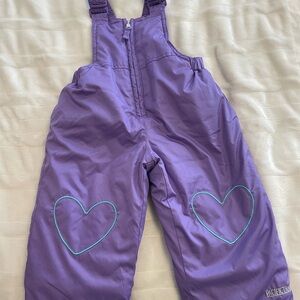 Pacific Trail Purple Kids snowpant Overalls with Heart Accents